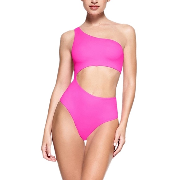 neon pink SKIMS fits everybody 1 shoulder cut out bodysuit | hot pink 💕 - Picture 4 of 10